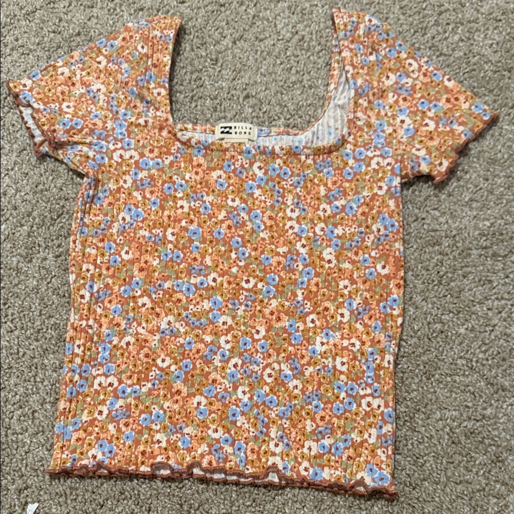 Billabong colorful square neck Floral Women's Top size xs